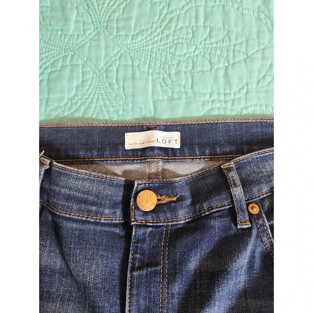 Loft‎ Modern Straight Leg Jeans Dark Wash Blue Denim Size 14 32T LTWF1625